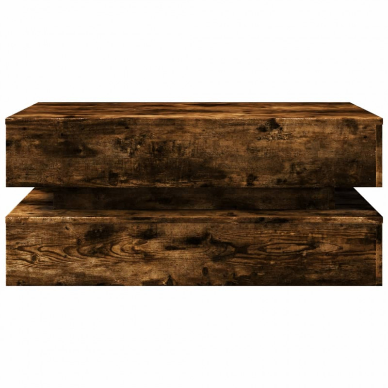 Stolik kawowy z oświetleniem LED, przydymiony dąb, 90x50x40 cm