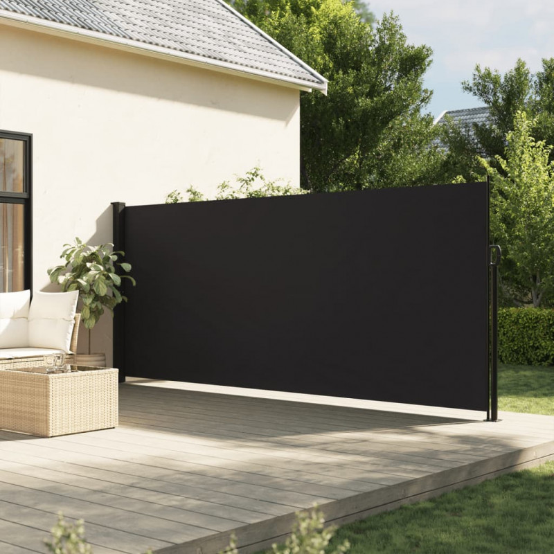 Zwijana markiza boczna na taras, czarna, 180 x 600 cm