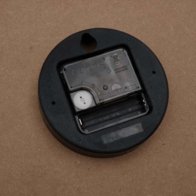 Zegar ścienny, żółto-czarny, Ø50 cm, materiał drewnopochodny