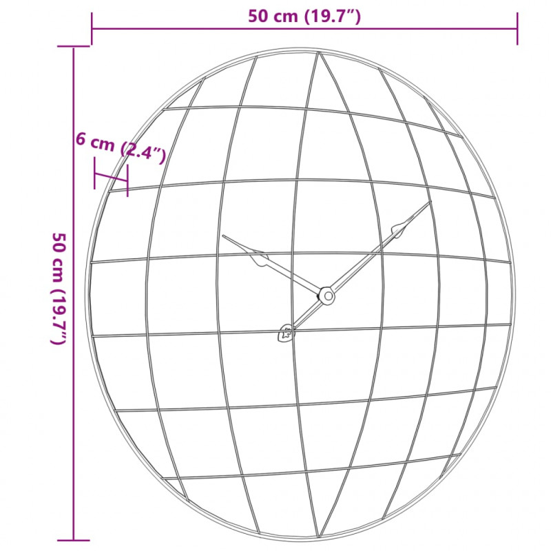 Zegar ścienny, żółto-czarny, Ø50 cm, materiał drewnopochodny