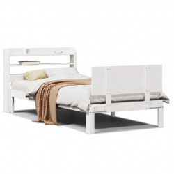 Rama łóżka z zagłówkiem bez materaca, biała, 90x200 cm