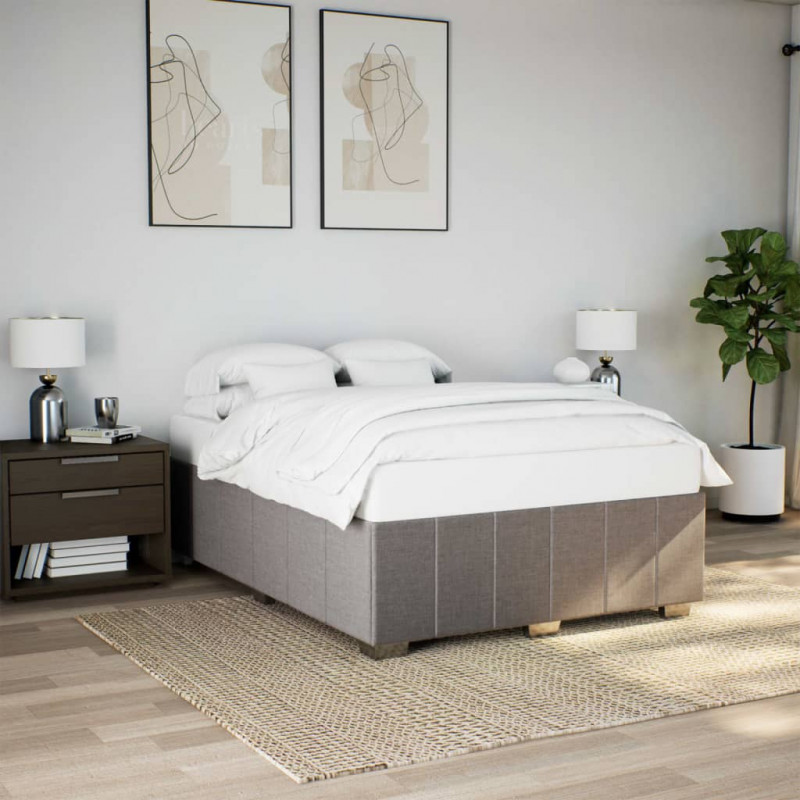 Rama łóżka bez materaca, taupe, 160x200 cm, obita tkaniną