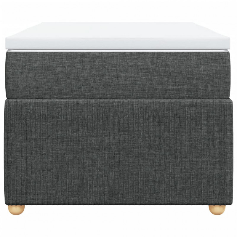 Łóżko kontynentalne z materacem, ciemnoszara tkanina 100x200 cm