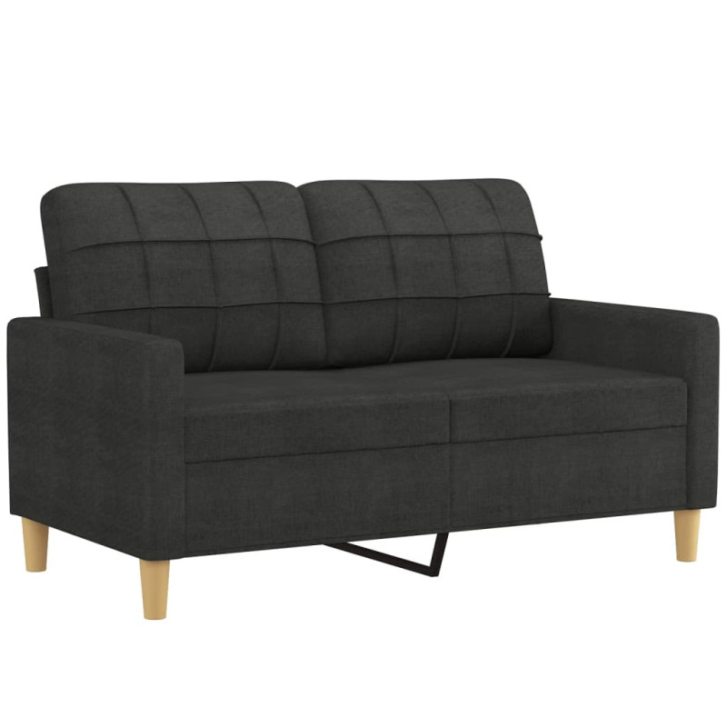 2-osobowa sofa z poduszkami, czarna, 120 cm, tkanina