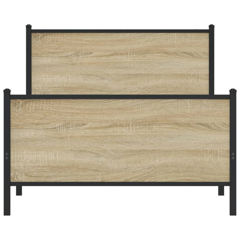 Metalowa rama łóżka, bez materaca, dąb sonoma, 100x200 cm