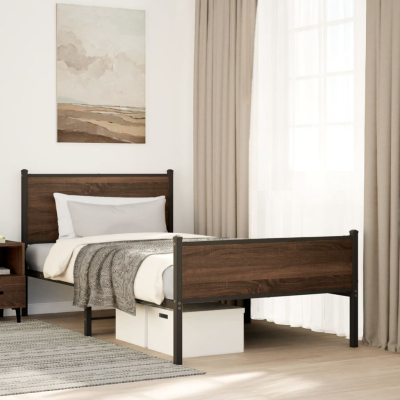 Metalowa rama łóżka z wezgłowiem i zanóżkiem 107x203 cm
