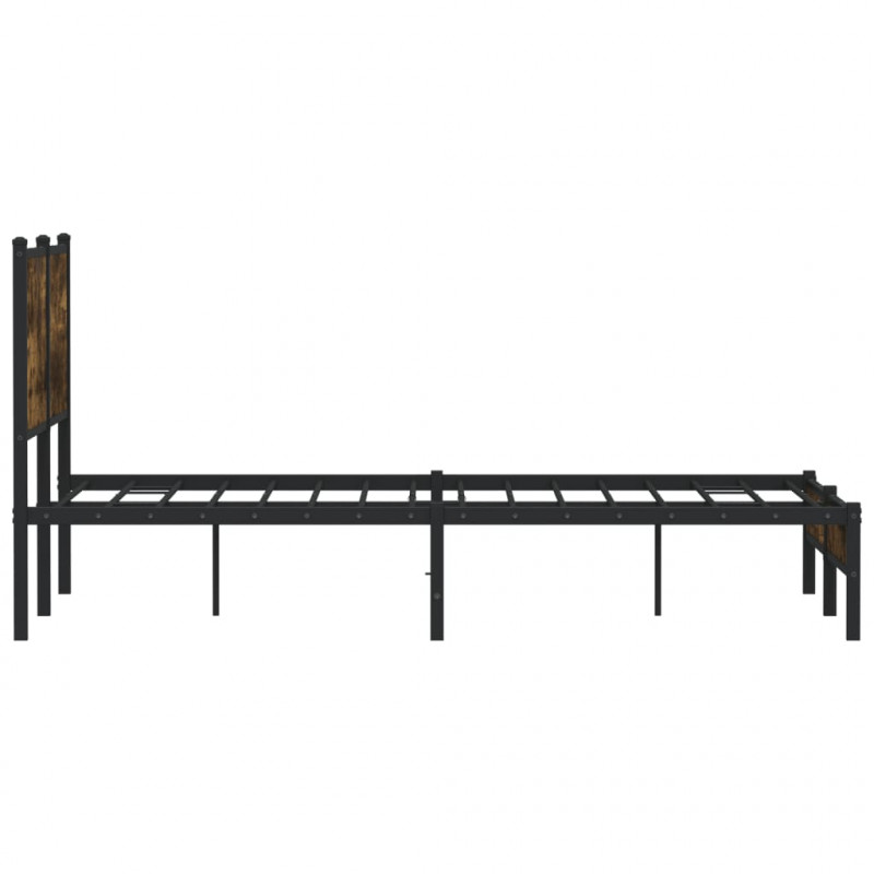 Metalowa rama łóżka z wezgłowiem, przydymiony dąb, 137x190 cm
