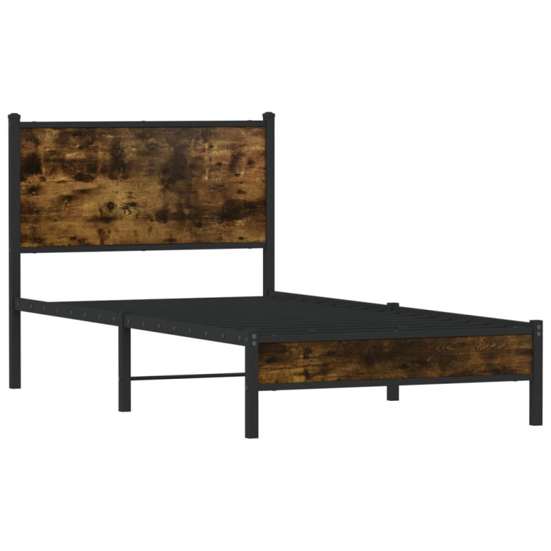 Metalowa rama łóżka, bez materaca, przydymiony dąb, 80x200 cm