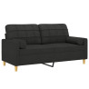 2-osobowa sofa z poduszkami, czarna, 140 cm, tkanina
