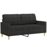 2-osobowa sofa z poduszkami, czarna, 140 cm, tkanina