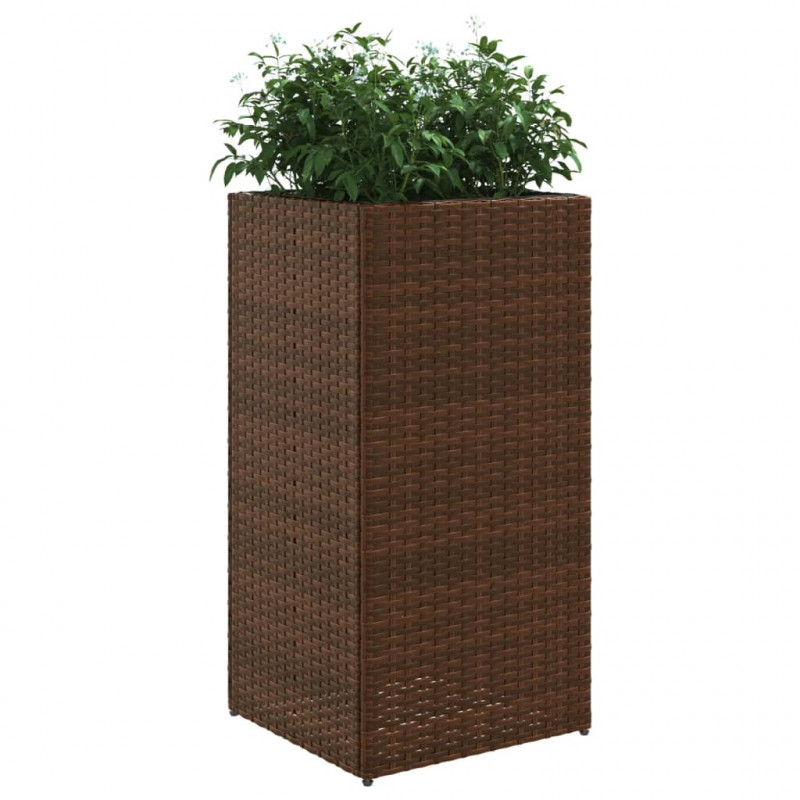 Donica, brązowa, 40x40x80 cm, rattan PE