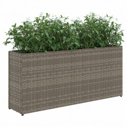 Donica ogrodowa z 2 wkładami, szara, 90x20x40 cm, rattan PE