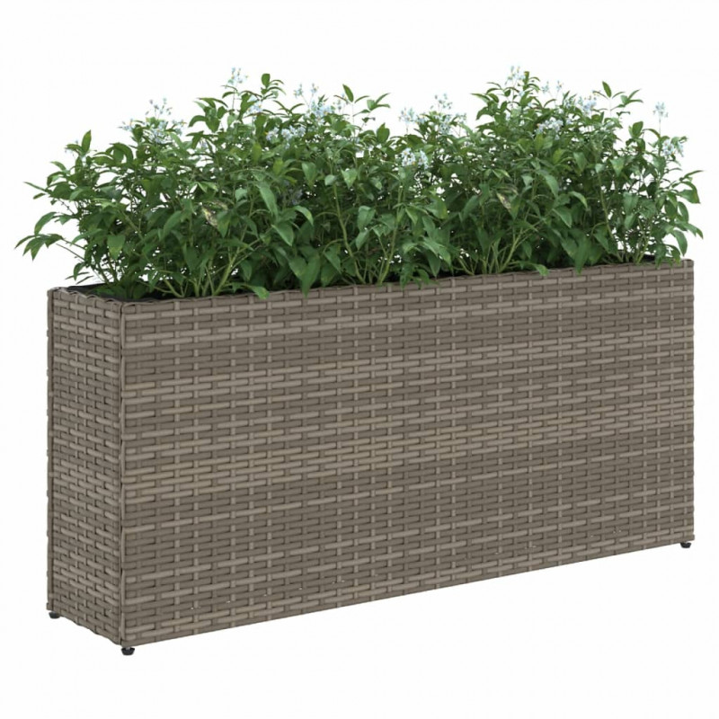 Donica ogrodowa z 2 wkładami, szara, 90x20x40 cm, rattan PE