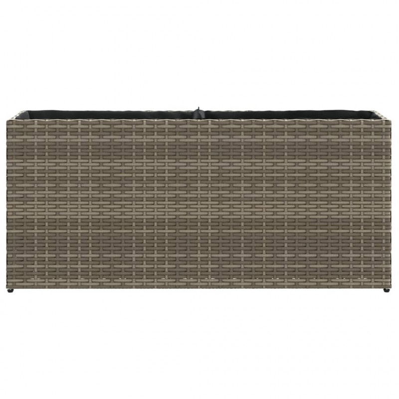 Donica ogrodowa z 2 wkładami, szara, 90x20x40 cm, rattan PE