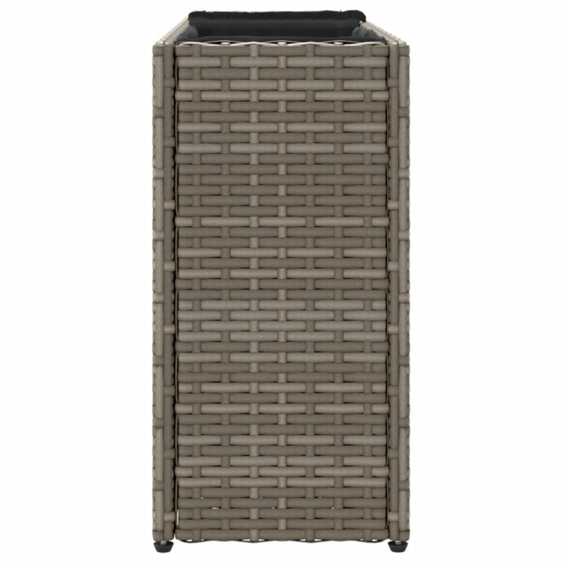 Donica ogrodowa z 2 wkładami, szara, 90x20x40 cm, rattan PE