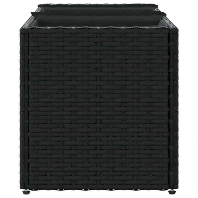Donica ogrodowa z 3 wkładami, czarna, 105x30x32 cm, rattan PE