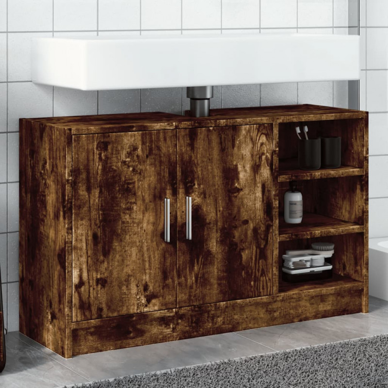 Szafka pod umywalkę, przydymiony dąb, 90x29x55 cm