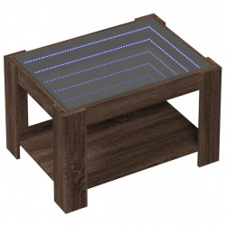 Stolik kawowy z LED, brązowy dąb, 73x53x45 cm