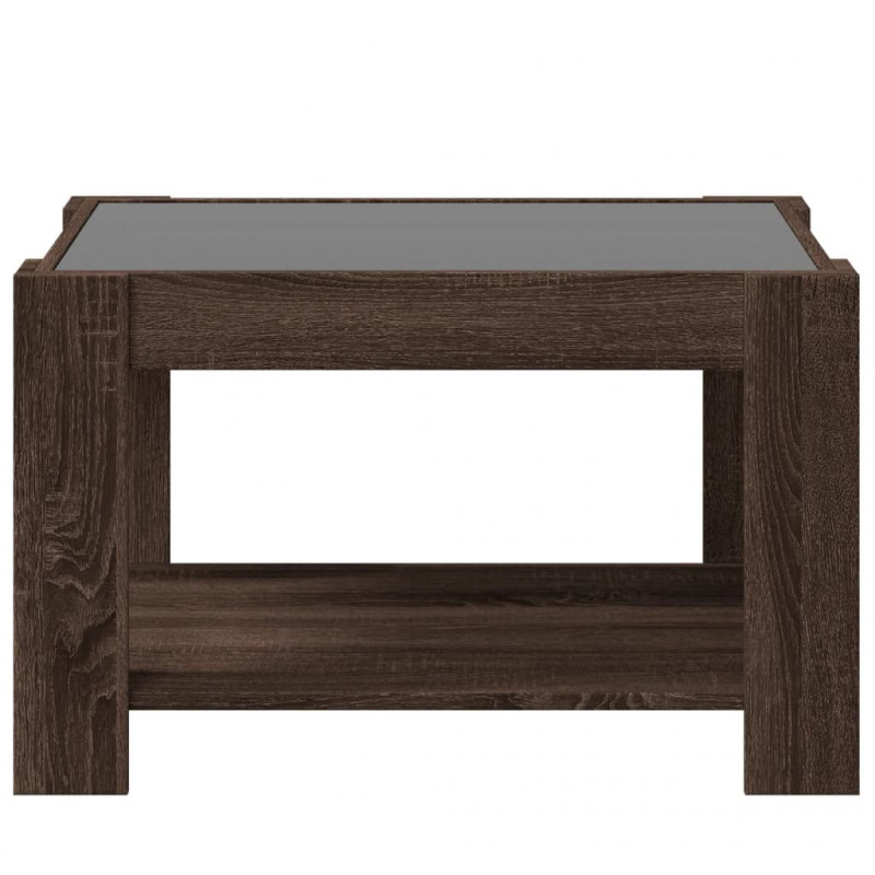 Stolik kawowy z LED, brązowy dąb, 73x53x45 cm