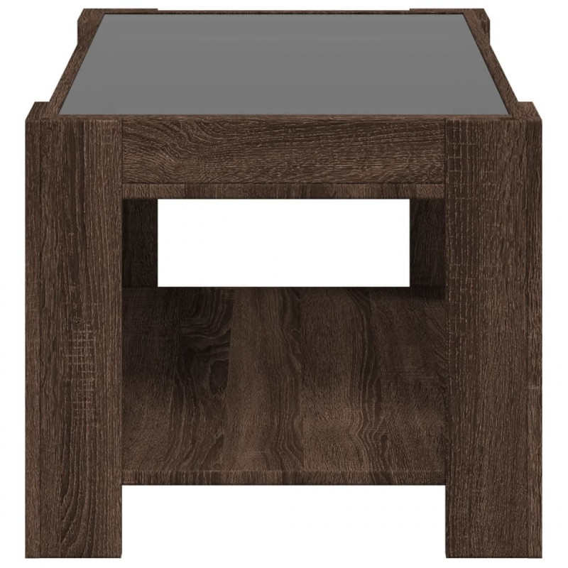 Stolik kawowy z LED, brązowy dąb, 73x53x45 cm