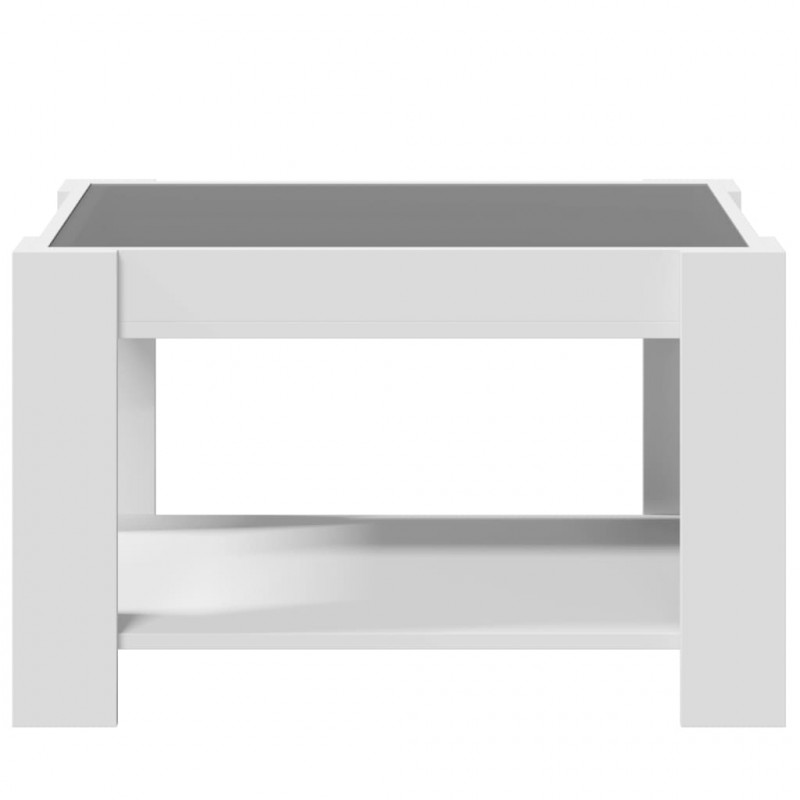 Stolik kawowy z LED, biały 73x53x45 cm, materiał drewnopochodny
