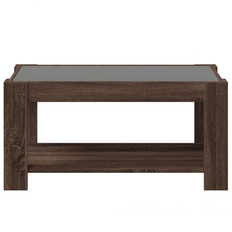 Stolik kawowy z LED, brązowy dąb, 93x53x45 cm