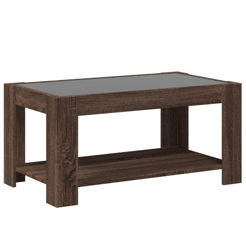 Stolik kawowy z LED, brązowy dąb, 93x53x45 cm