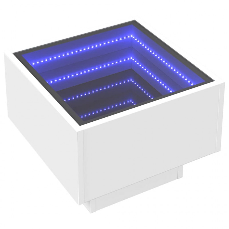 Stolik boczny z LED, biały, 40x40x30 cm