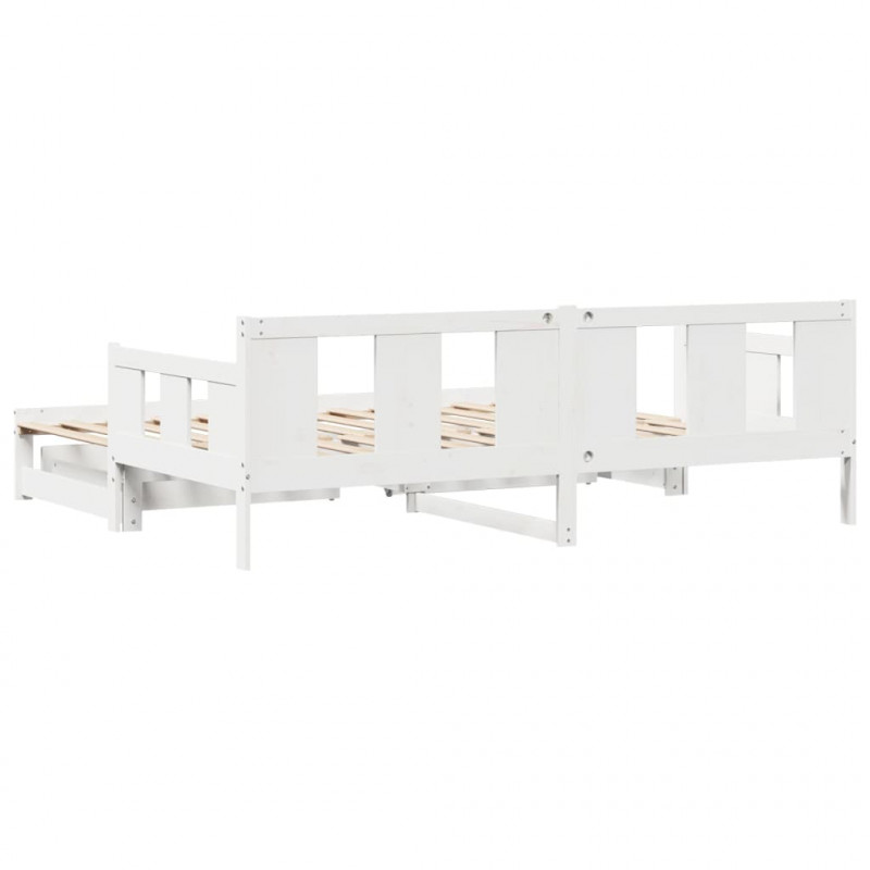 Sofa rozsuwana z szufladami, bez materaca, białe, 90x190 cm
