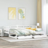 Sofa rozsuwana z szufladami, bez materaca, białe, 90x200 cm