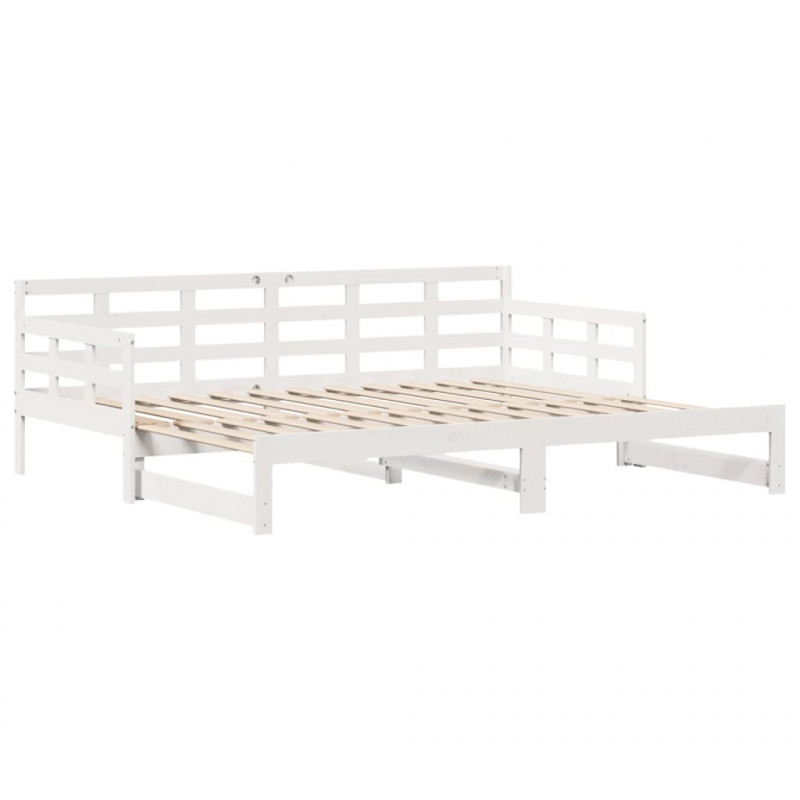 Sofa rozsuwana z szufladami, bez materaca, białe, 80x200 cm