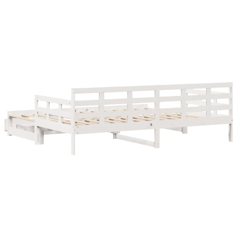 Sofa rozsuwana z szufladami, bez materaca, białe, 80x200 cm