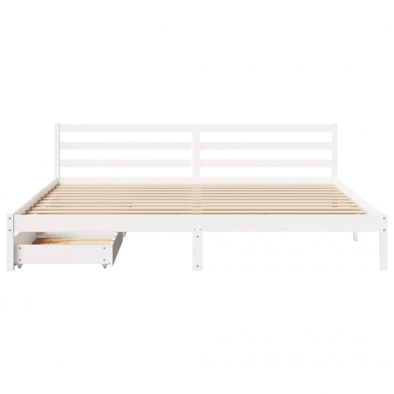 Łóżko bez materaca, białe, 200x200 cm, lite drewno sosnowe