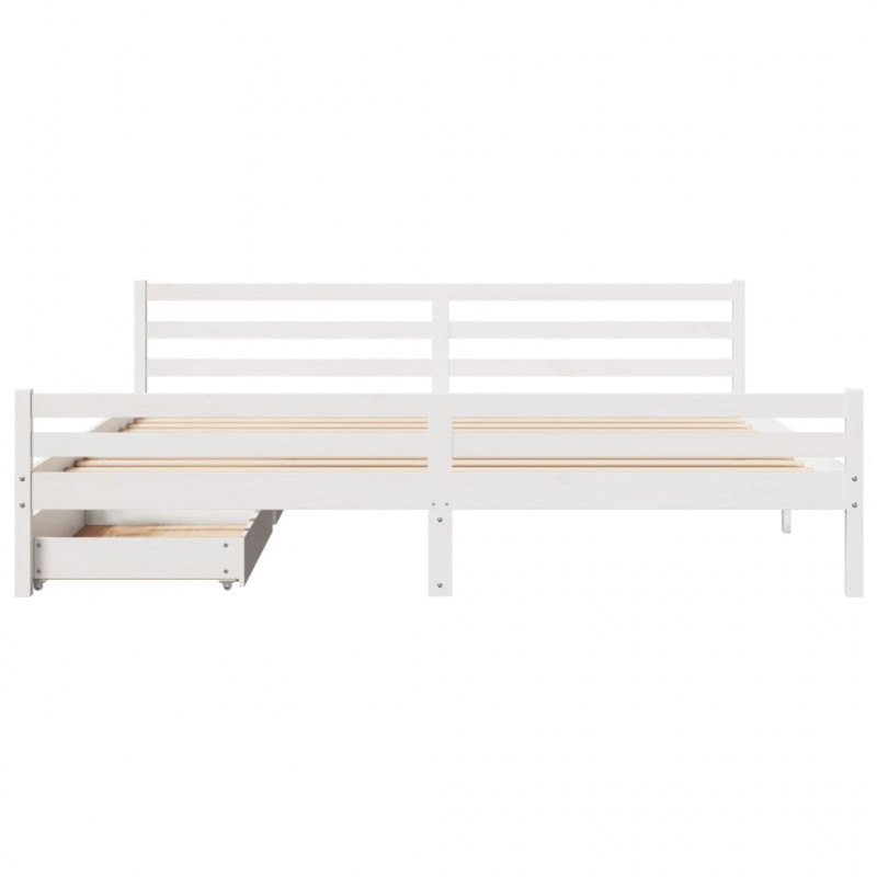 Łóżko bez materaca, białe, 200x200 cm, lite drewno sosnowe