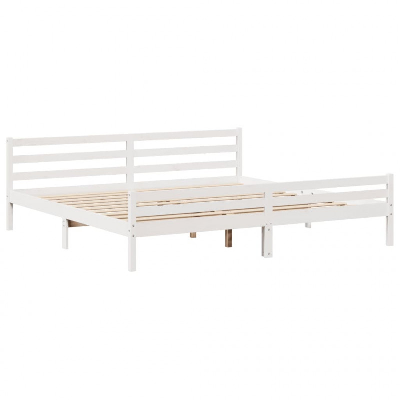 Łóżko bez materaca, białe, 200x200 cm, lite drewno sosnowe