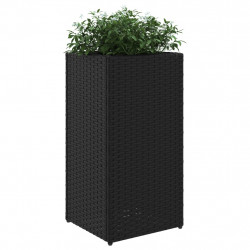 Donice ogrodowe, 2 szt., czarne, 30x30x60 cm, rattan PE