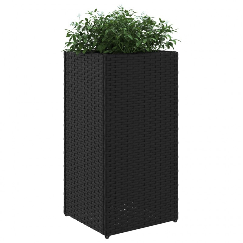 Donice ogrodowe, 2 szt., czarne, 30x30x60 cm, rattan PE