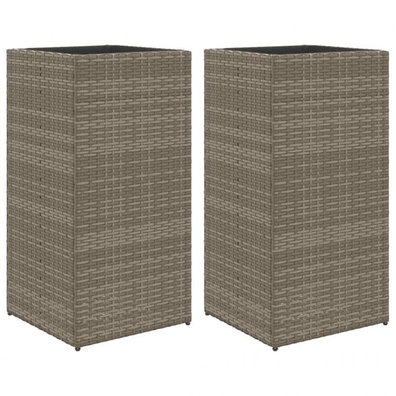 Donice ogrodowe, 2 szt., szare, 40x40x80 cm, rattan PE