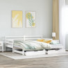 Sofa rozsuwana z szufladami, bez materaca, białe, 90x190 cm