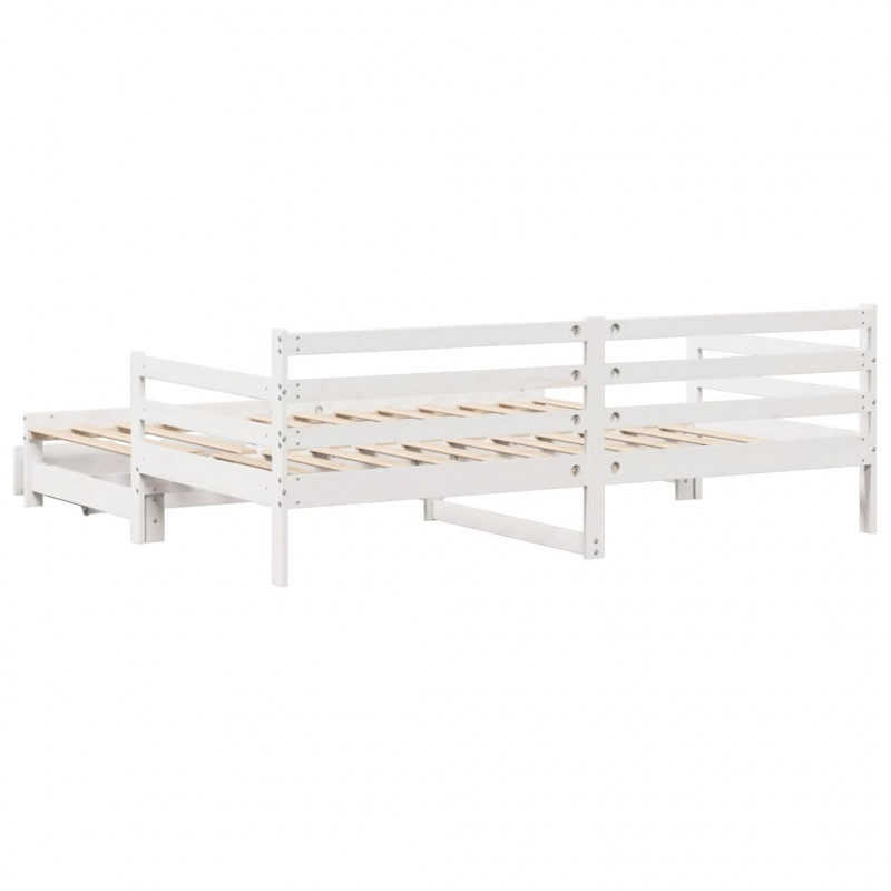 Sofa rozsuwana z szufladami, bez materaca, białe, 90x190 cm