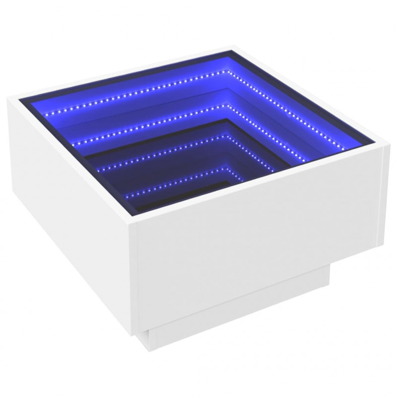 Stolik kawowy z LED, biały, 50x50x30cm, materiał drewnopochodny