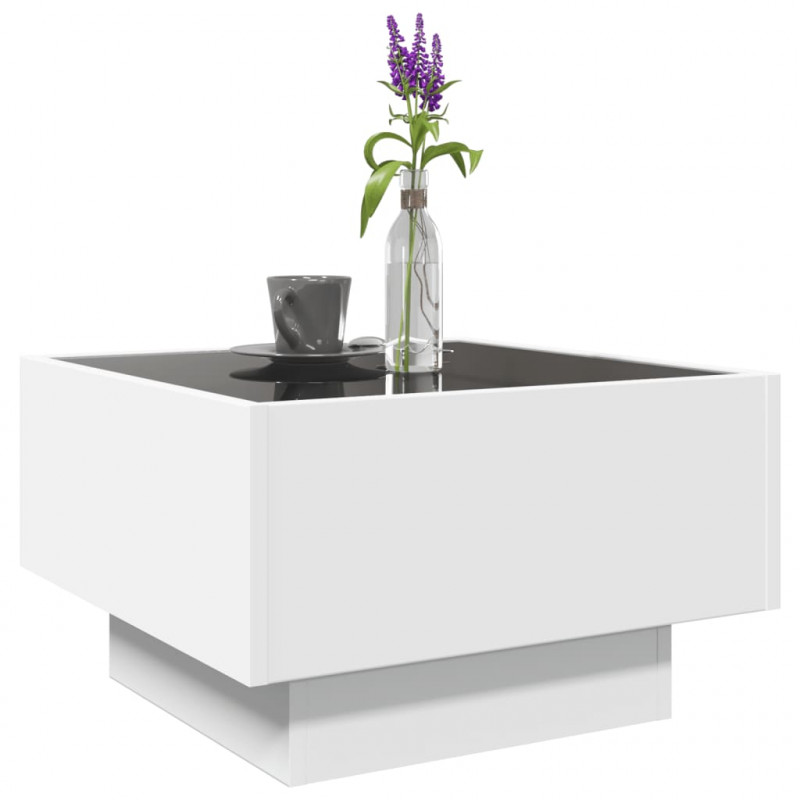 Stolik kawowy z LED, biały, 50x50x30cm, materiał drewnopochodny