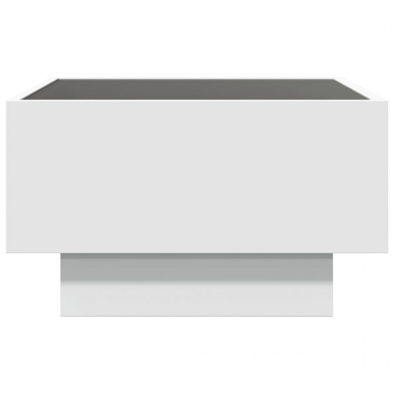Stolik kawowy z LED, biały, 50x50x30cm, materiał drewnopochodny