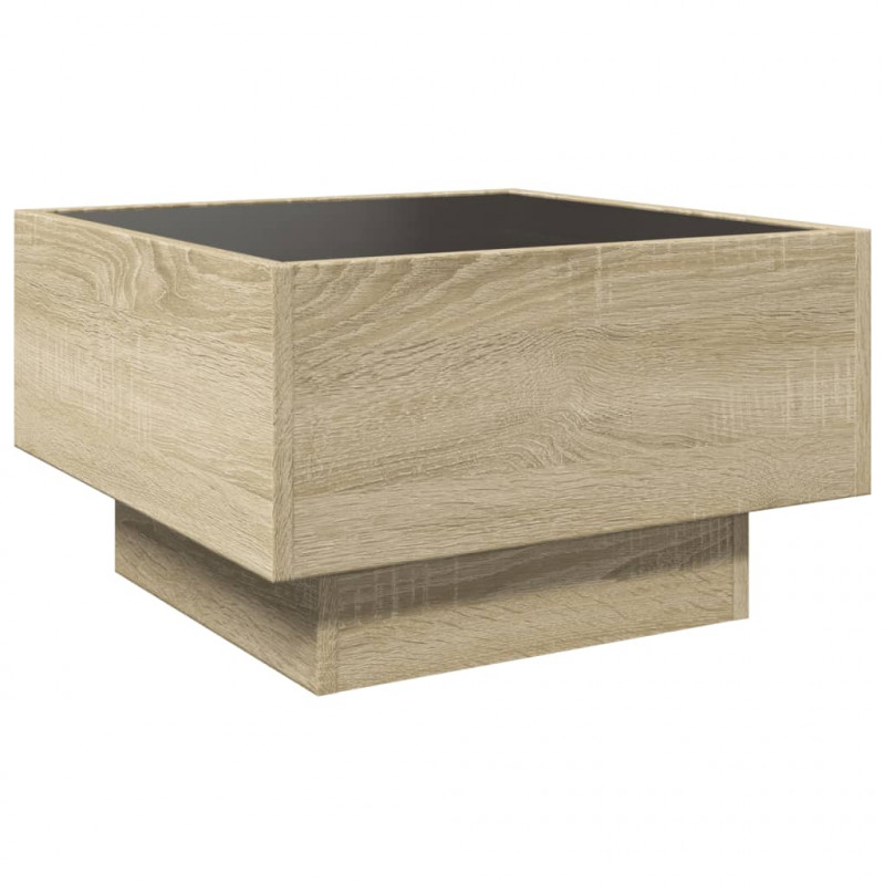 Stolik kawowy z LED, dąb sonoma, 50x50x30 cm