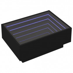 Stolik kawowy z LED, czarny 70x50x30cm, materiał drewnopochodny