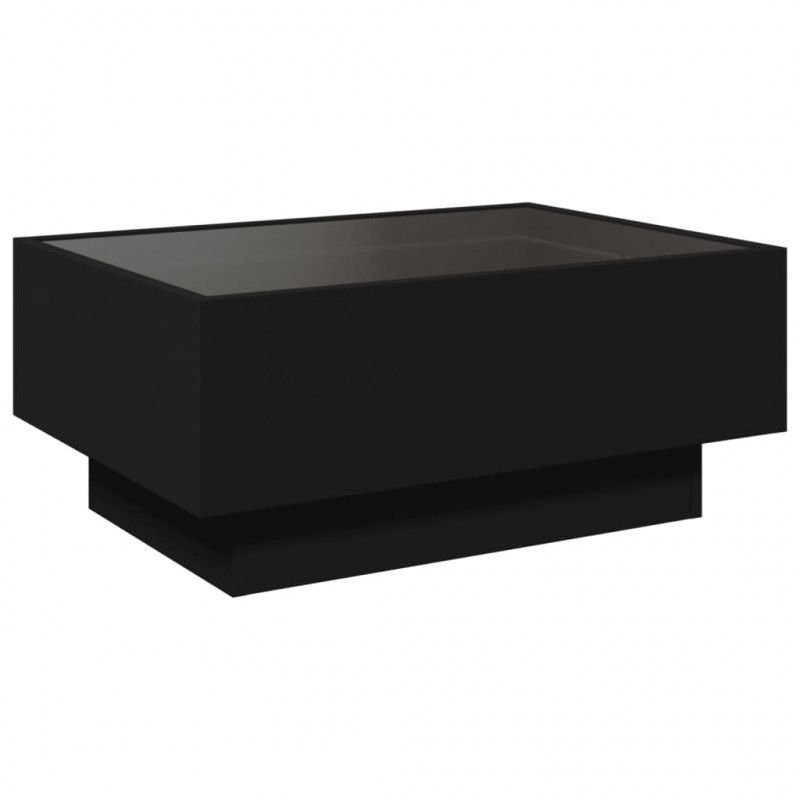 Stolik kawowy z LED, czarny 70x50x30cm, materiał drewnopochodny