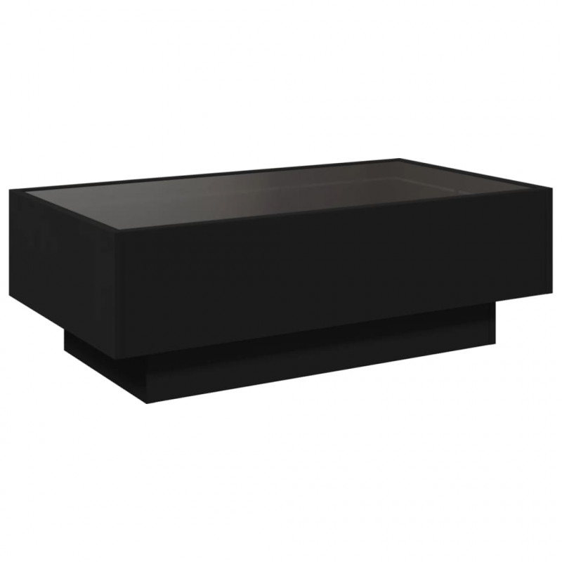 Stolik kawowy z LED, czarny, 90x50x30 cm