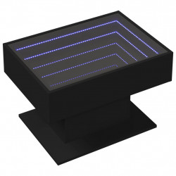 Stolik kawowy z LED, czarny, 70x50x45 cm