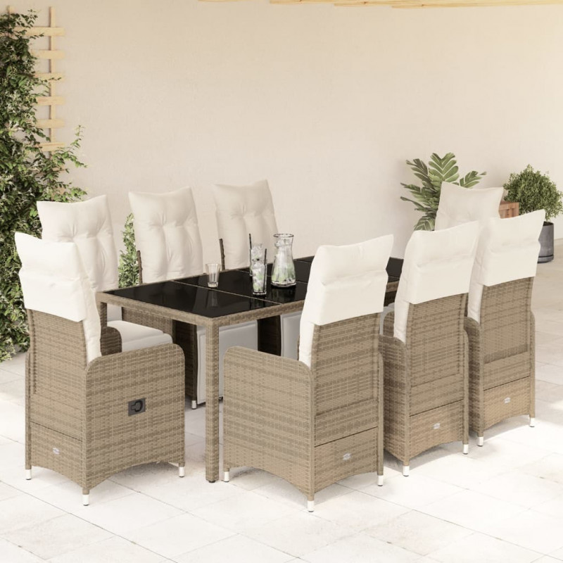 9-cz. zestaw ogrodowych mebli bistro z poduszkami, brązowy