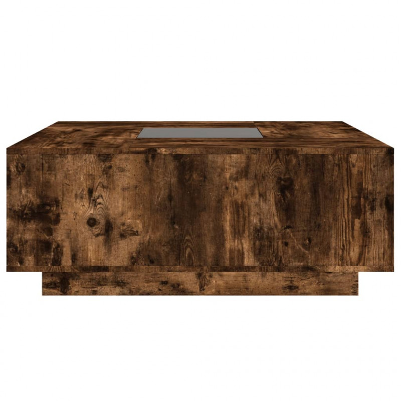 Stolik kawowy z LED Infinity, przydymiony dąb, 100x100x40 cm